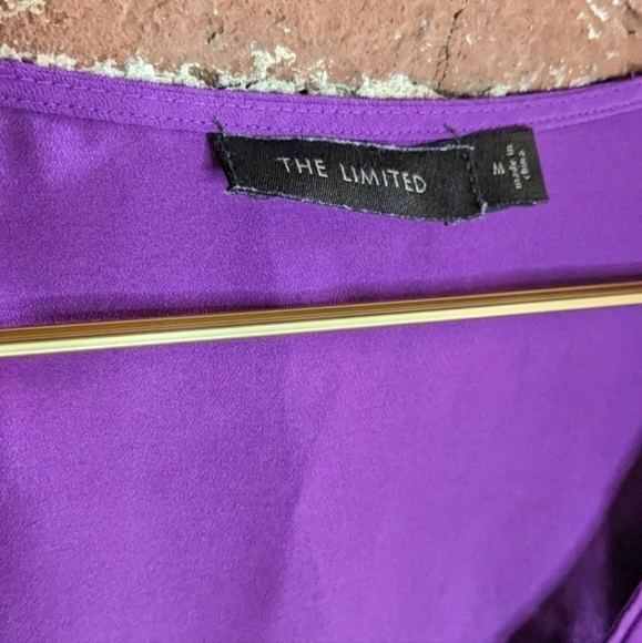 The Limited Medium Purple Cap Sleeve Blouse w/ Frayed Edge Ruffles - Picture 3 of 10